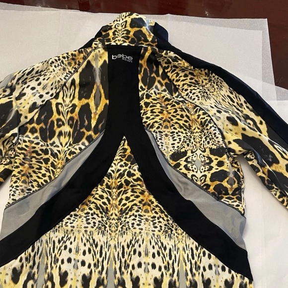 NWT! Bebe Bebe Sport Cheetah Print Funnel Jacket Zip-Up SMALL Made In USA - Picture 7 of 15